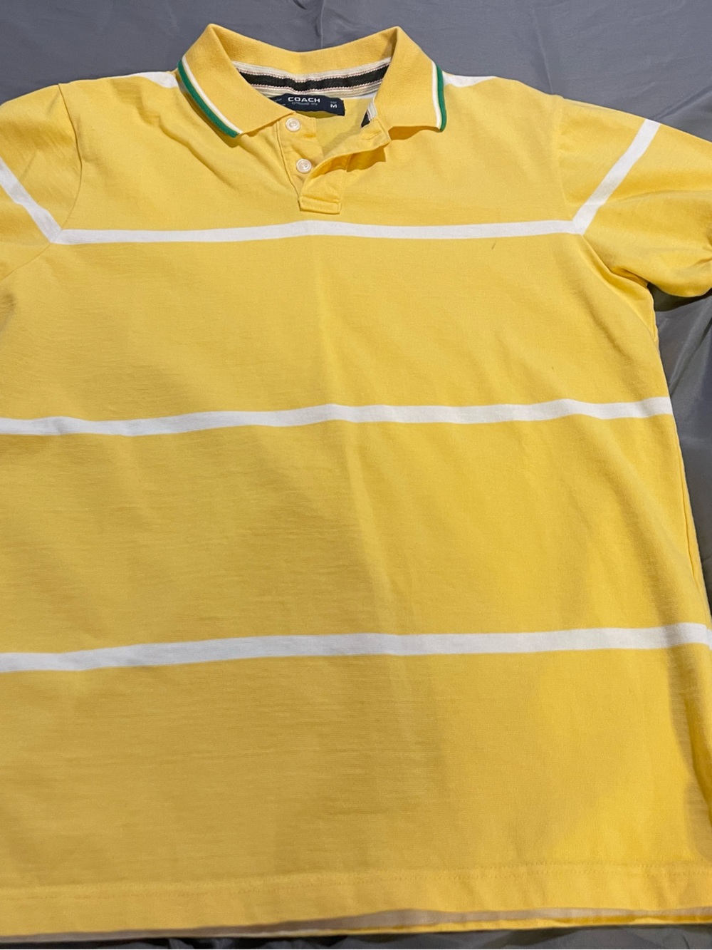 Coach Yellow & White Striped Polo Shirt